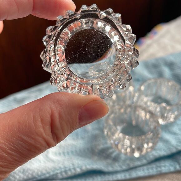 Lot of 4 cut glass open salt bowls. Victorian ornate - Picture 4 of 9